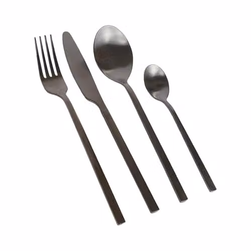 Argon Tableware 16 Piece Black Matte Stainless Steel Cutlery Set for 4 People