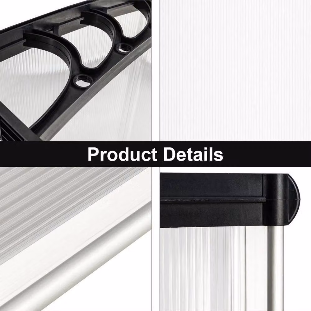 FLAVORA Black Polycarbonate Door Canopy Awning and Outdoor Window Rain Shelter – 2