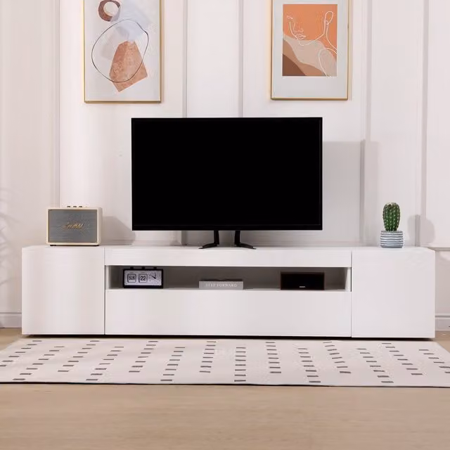 MMT Furniture Designs DAIQ2.0 Modern Wood Cabinet in Grey and White, W/D/H: 400 x 43 x 200 cm