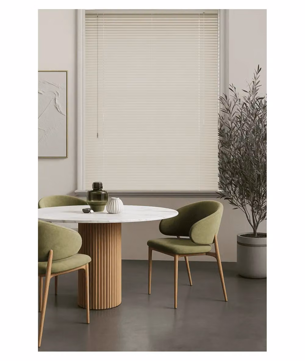New Edge Blinds Cream PVC Venetian Blind with 25mm Slats, W: 120 cm, H: 152 cm – 2