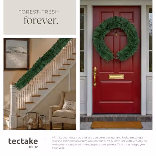 tectake Lifelike Green Christmas Garland with Hanging Loop – 3