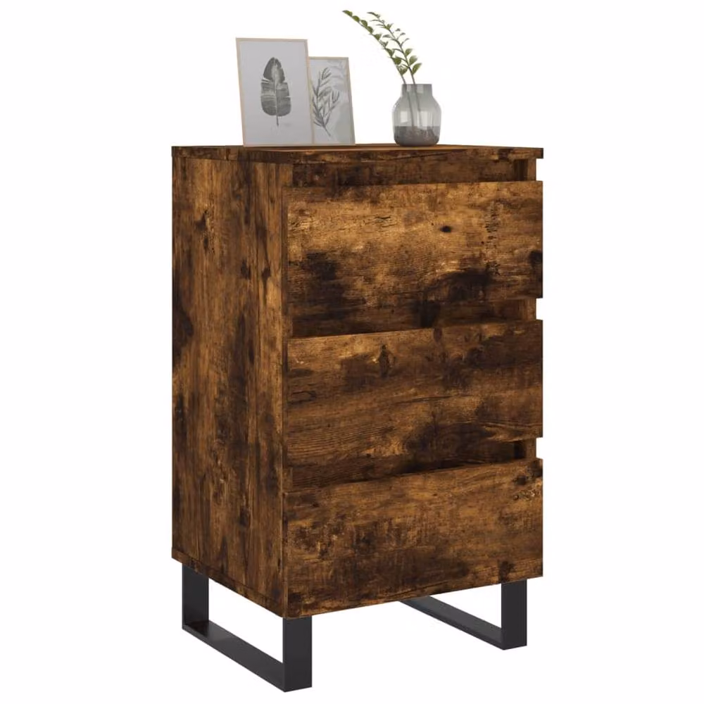 Berkfield Home Set of 2 Smoked Oak Bedside Cabinets in Brown, W/D/H: 40 x 35 x 69 cm – 2