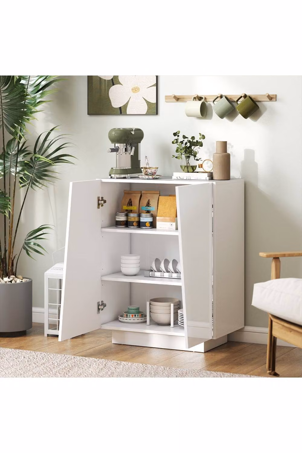 ERGOVEXA High Gloss Freestanding Storage Cabinet in White, W/D/H: 40 x 70 x 88 cm – 2