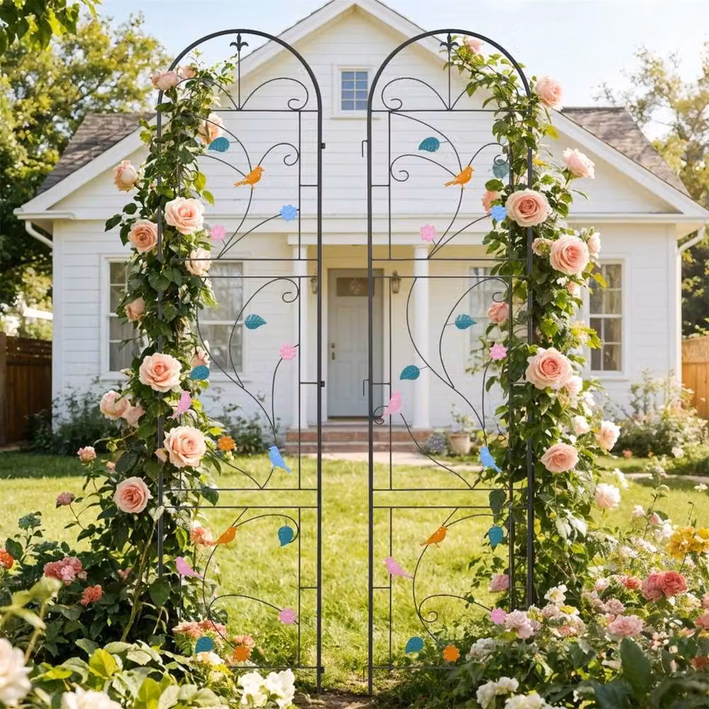 FLAVORA 2 Pack Black Metal Tall Garden Vine Trellis Support – 3