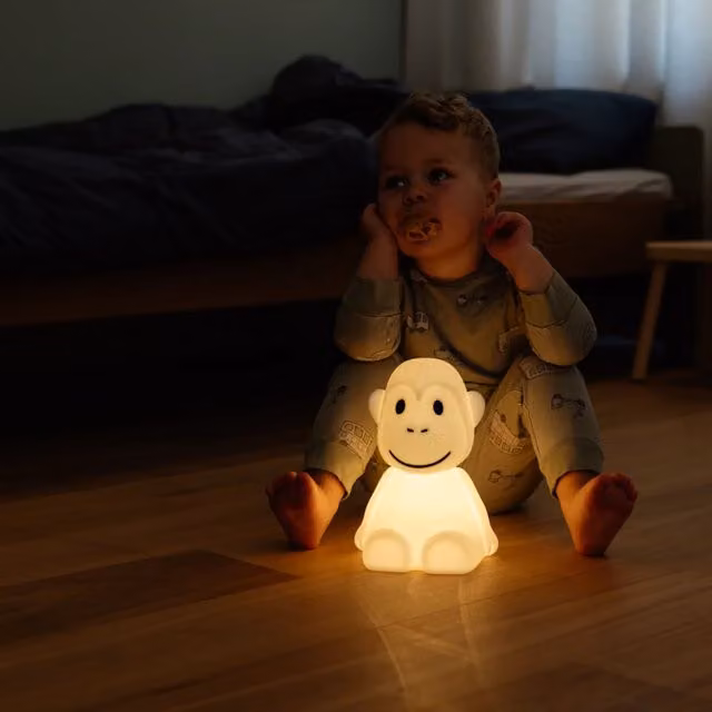 Mr Maria Monkey First Light Night Light in White and Beige, H 23.0 cm x W 15.0 cm x D 15.0 cm – 4