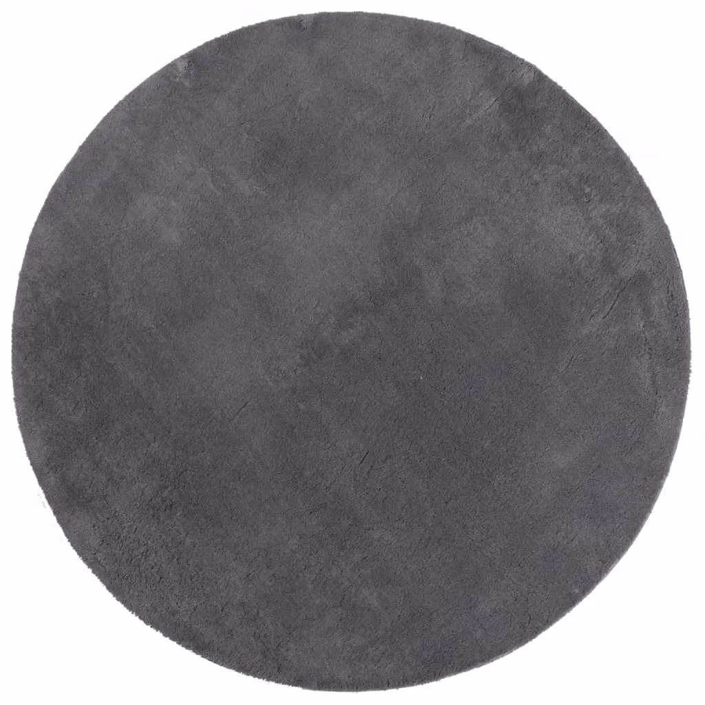 Berkfield Home Round Short Pile Soft and Washable Rug in Anthracite and Black, Diameter: 100 cm – 1