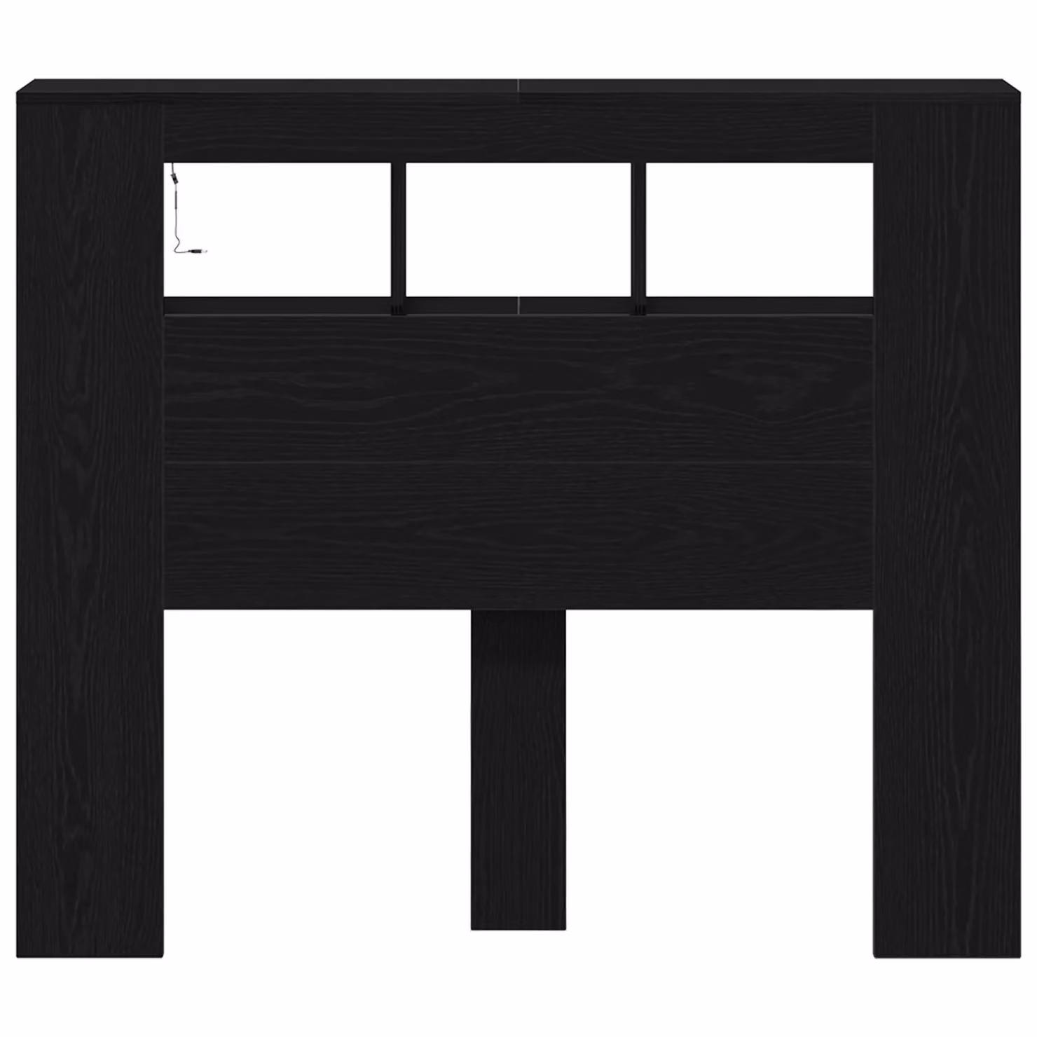Berkfield Home Modern Storage Headboard with Integrated LED Lighting and Side Compartments in Black Oak, W/D/H: 120 x 18.5 x 103.5 cm – 4