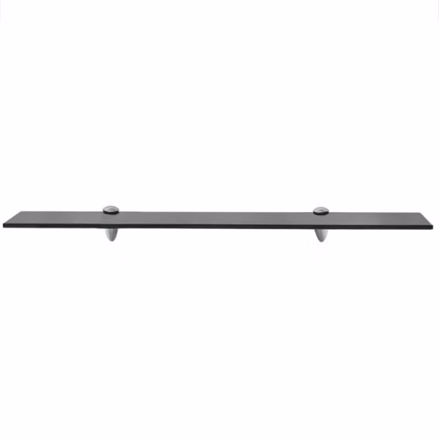 Berkfield Home Modern Black Glass Floating Shelves, 2 Pack, W: 70 cm, D: 10 cm