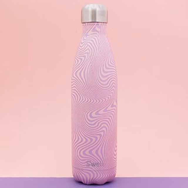 S'well Lavender Swirl Vacuum Insulated Stainless Steel Water Bottle, 750 ml, Purple and Pink