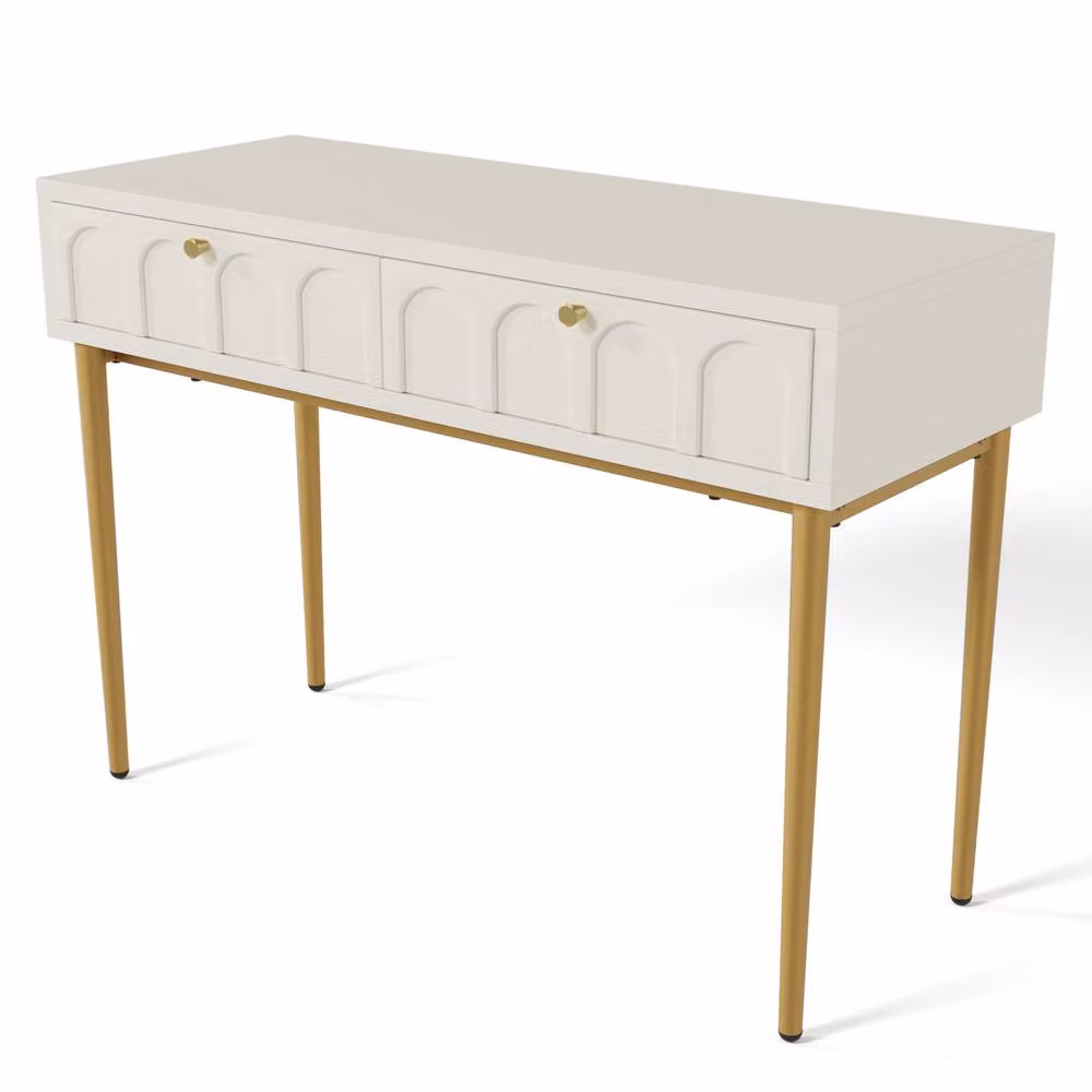 Matteo Dressing Table with 2 Drawers and Chest of Drawers in Cream/Beige/White, W: 100 cm x D: 80 cm – 3