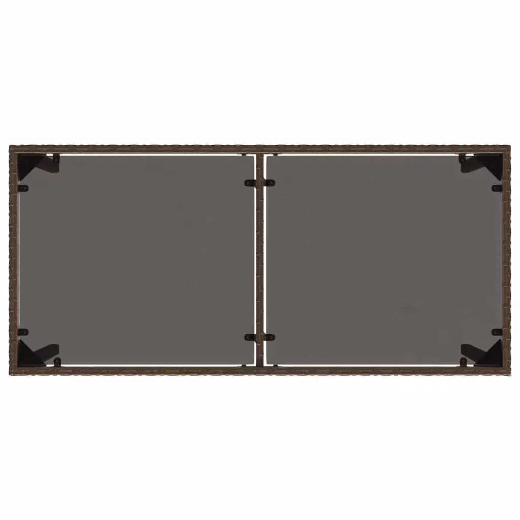 Berkfield Home Modern Brown Poly Rattan Garden Table with Glass Top, W/D/H: 115 x 54 x 74 cm – 4