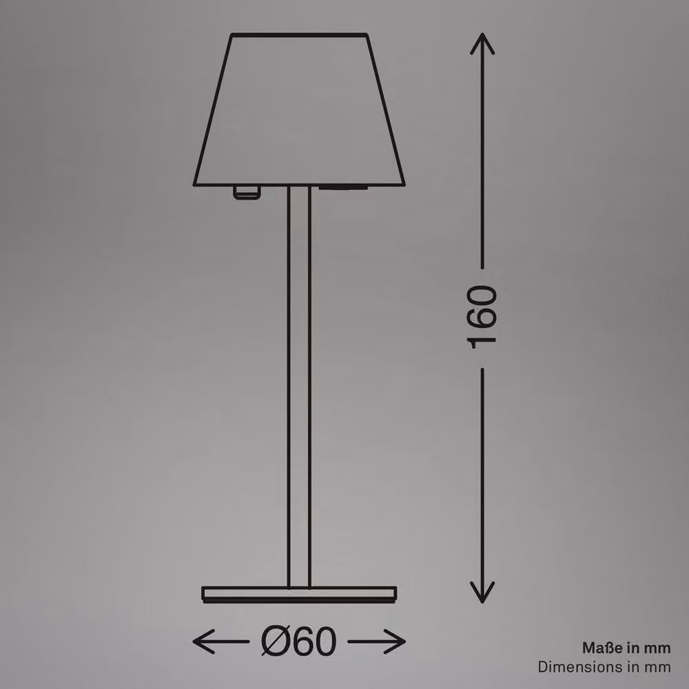 Briloner Rechargeable LED Table Lamp Black, Dimmable Touch Control, IP44 Outdoor Light, W/D/H: 6 x 6 x 16 cm – 6