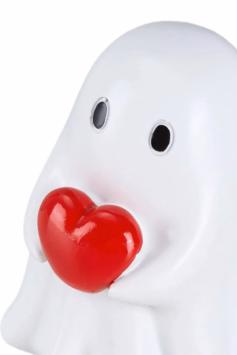Living and Home Mini Halloween Ghost Figurine Holding Red Heart, White Resin Ornament for Tabletop and Shelves – 4