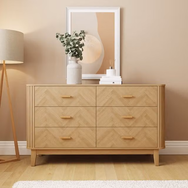 GFW Axel 6 Drawer Chest in Oak Brown