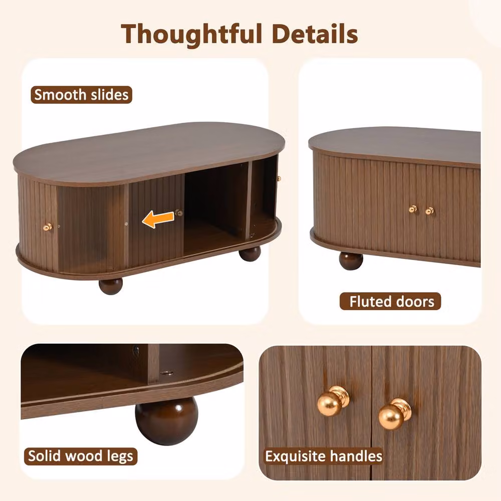 Rolipo Dark Walnut TV Stand and Coffee Table Set for 70 Inch TVs in Brown – 2