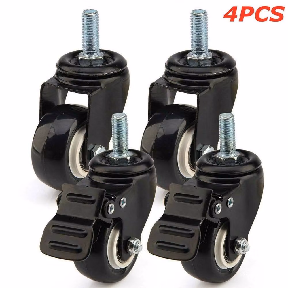 EONLION Pack of 4 Heavy Duty 50mm Black Rubber Swivel Castors with Steel Screw Mount – 1