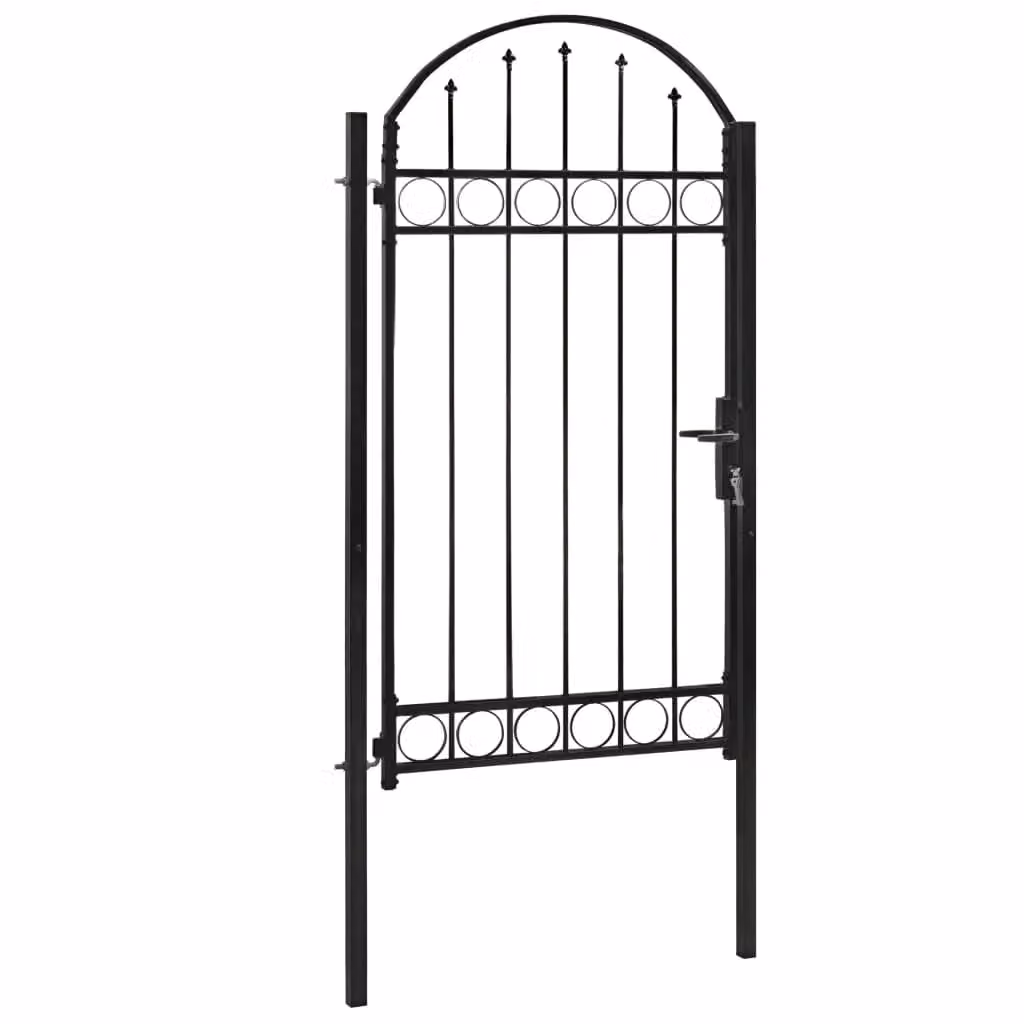 Berkfield Home Arched Top Steel Fence Gate, Black, W: 100 cm, H: 250 cm – 2