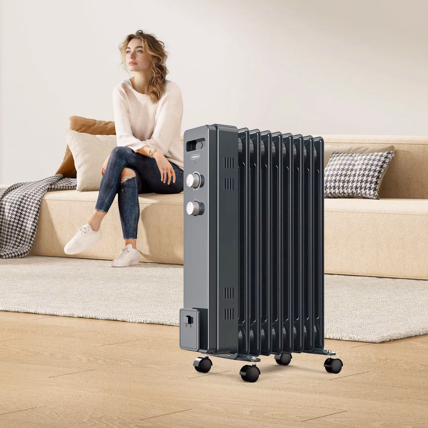 VonHaus 9 Fin Oil Filled Radiator 2000W in Grey – 4
