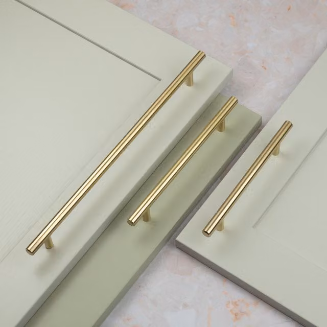 Handle & Home Brushed Gold T-Bar Cabinet Handle, Stainless Steel