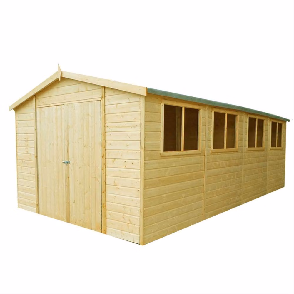 Shires Workspace DD Tongue and Groove Garden Shed Workshop in Light Brown – 1