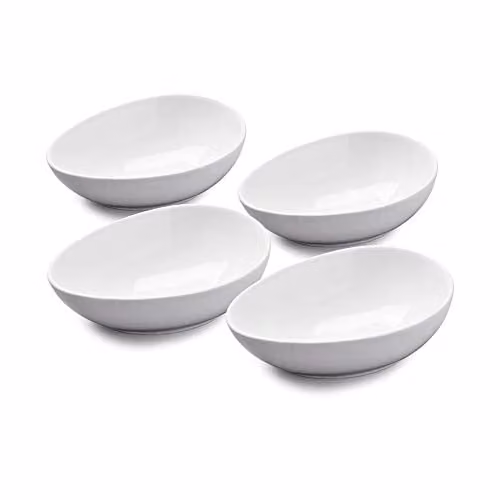 Wm Bartleet & Sons Set of 4 White Porcelain Avocado and Guacamole Serving Dishes, Diameter: 13 cm
