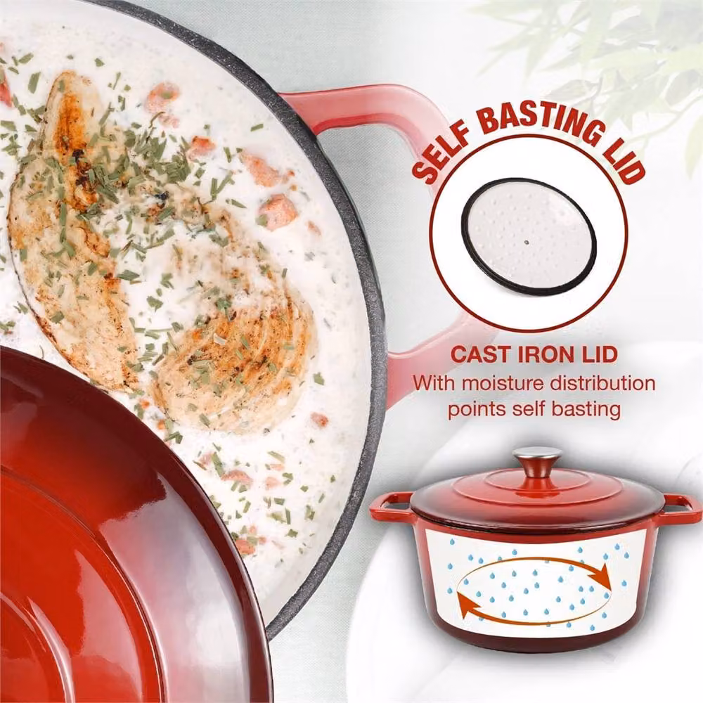 Nordara Red Enamelled Cast Iron Casserole Pot, 5 l – 4