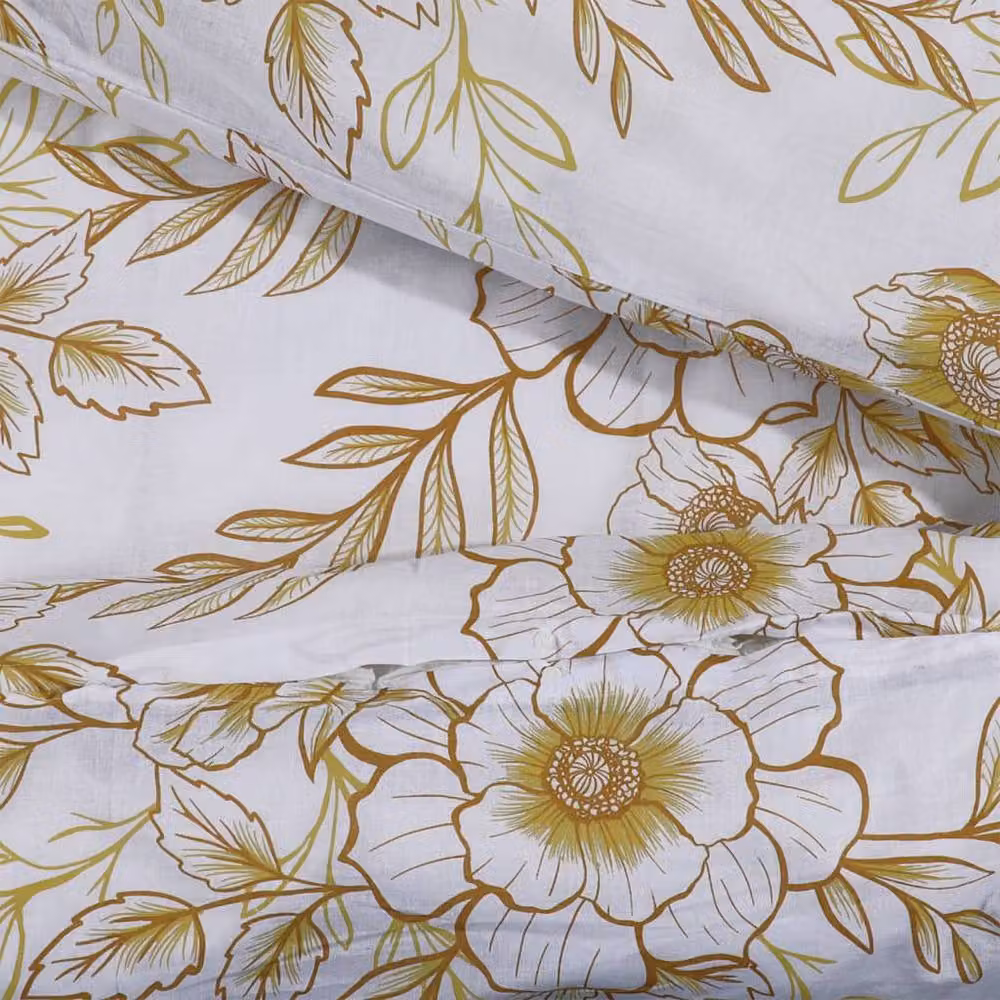 Berkfield Home Elegant Cotton Duvet Cover and Pillowcase Set in White and Brown, W/H: 140 x 200 cm – 2
