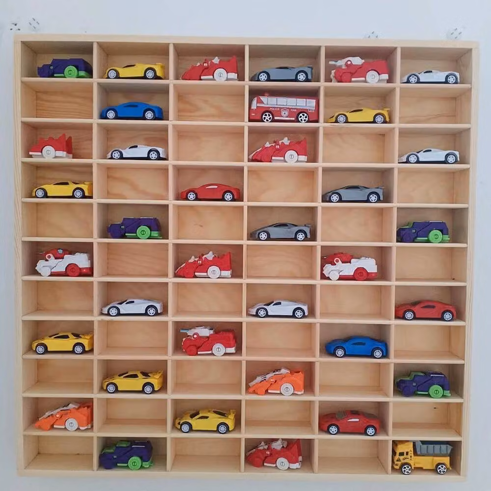 FLAVORA 60 Grid Wooden Car Display Shelf in Natural, W/D/H: 52 x 35.6 x 3.5 cm – 2