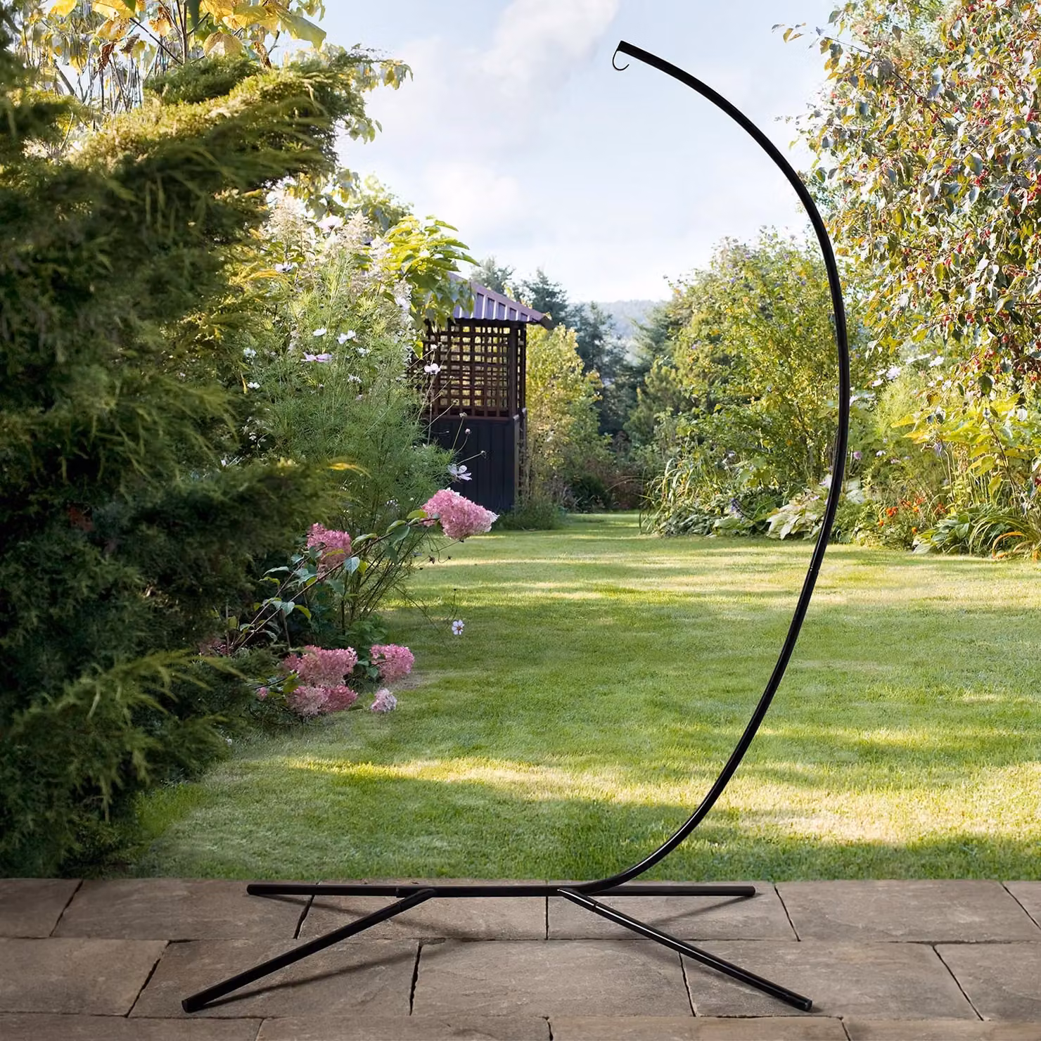 Lights4fun Black Metal Floor Lantern Stand