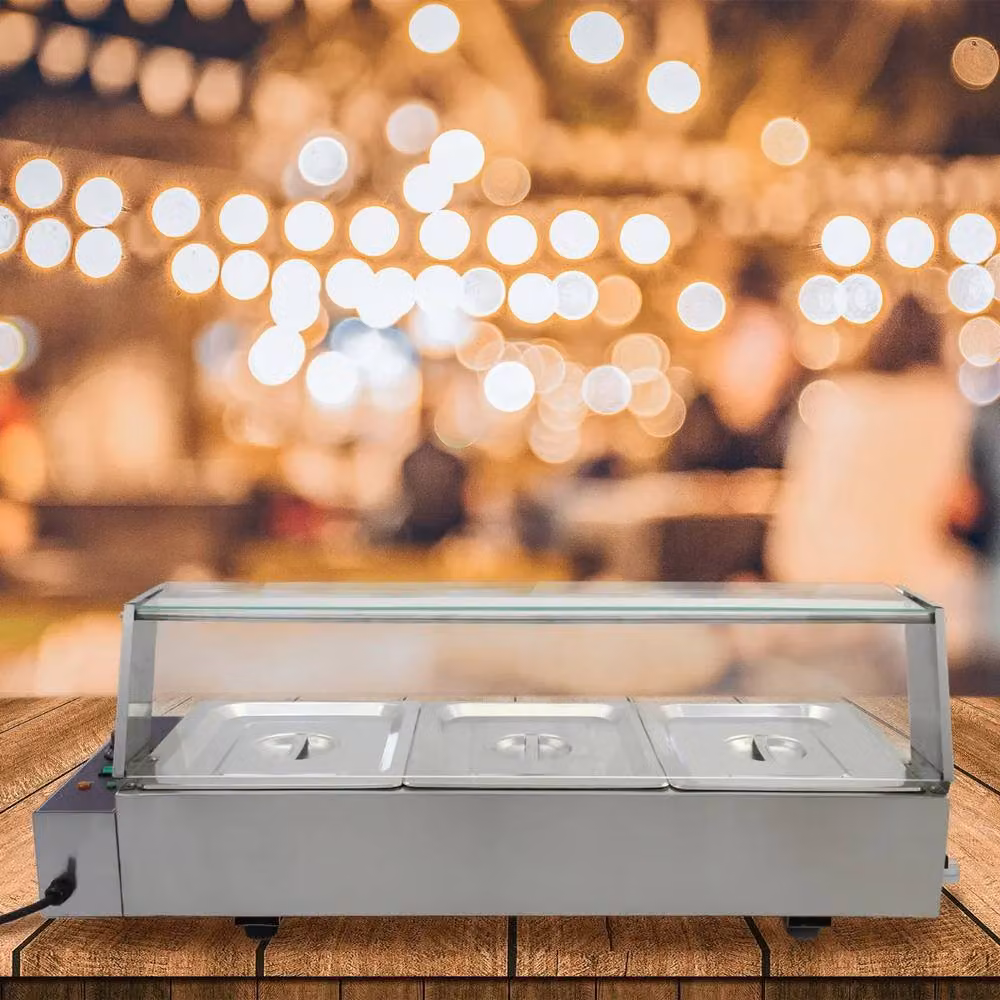KuKoo 3 Pan Wet Well Bain Marie in Silver Stainless Steel and Glass – 4