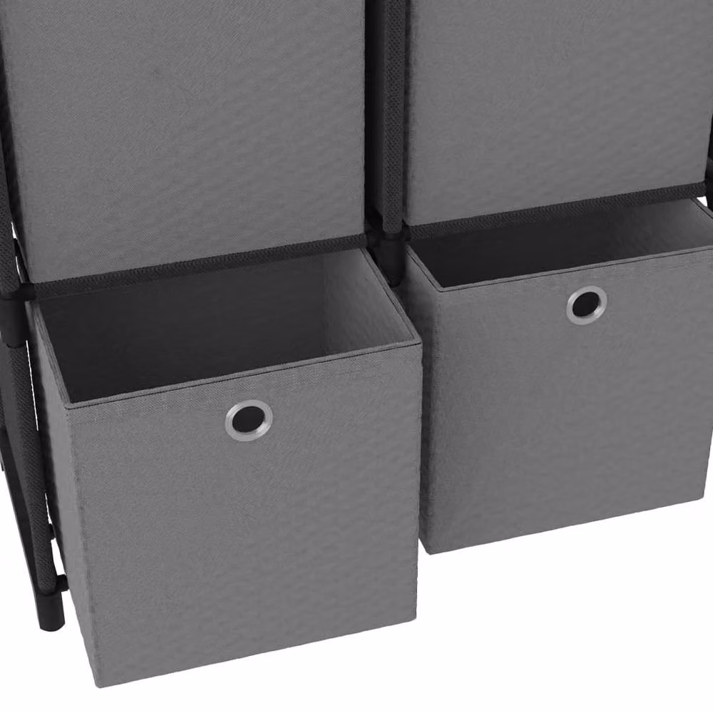 Berkfield Home 5-Cube Display Shelf with Boxes in Black and Grey, W/D/H: 103 x 30 x 72.5 cm – 3