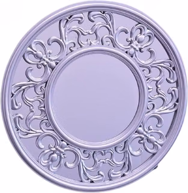 Biznest Antique Baroque Silver Effect Round Hanging Wall Mirror