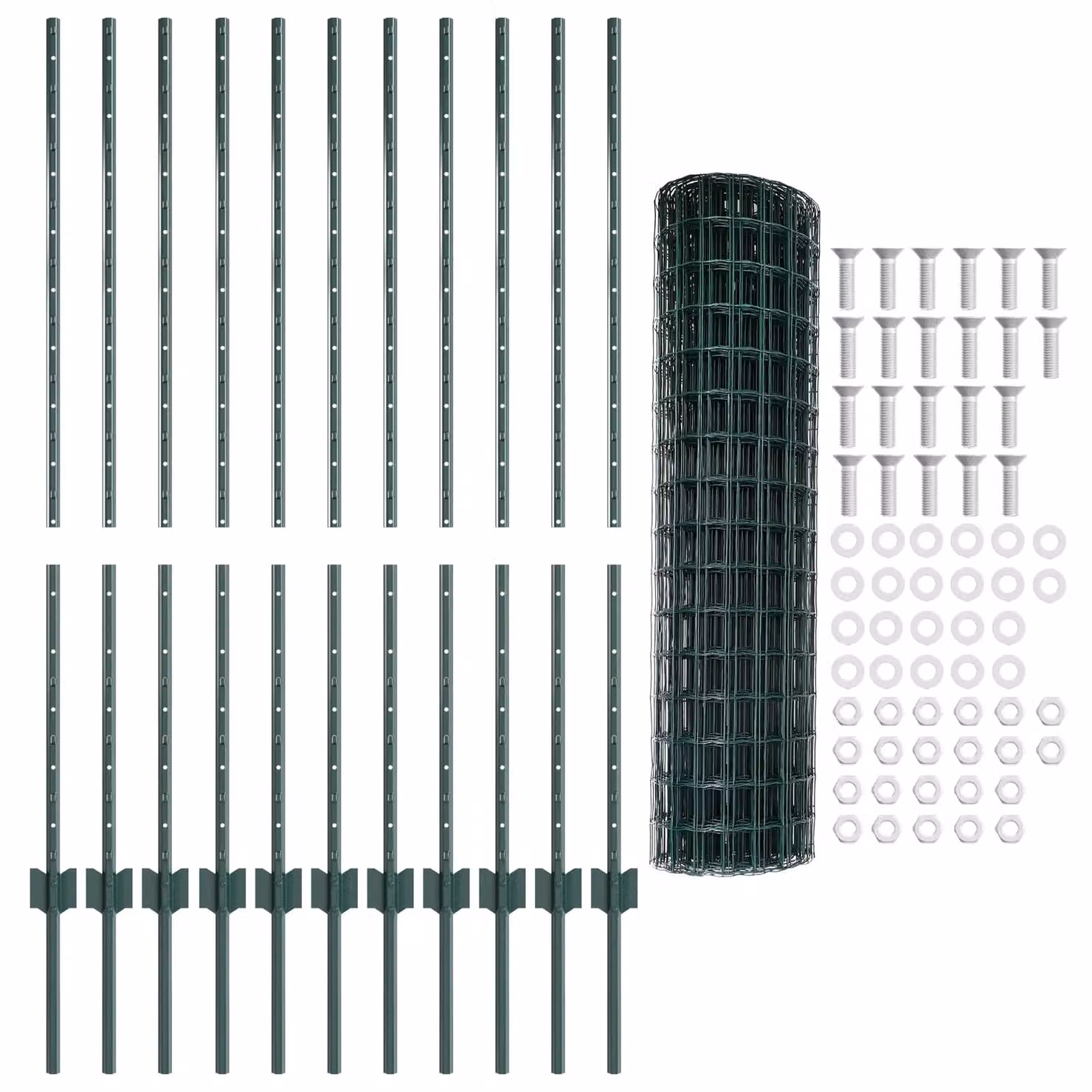 Berkfield Home Euro Fence Steel U-Profile Garden Fencing with 11 U-Posts, Green, W: 25 m, H: 1.2 m – 2