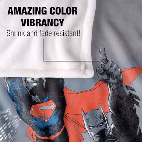 LOGOVISION Justice League Superman and Batman Double Feature Super Soft Fleece Throw Blanket, Multicolour, W: 91.44 cm x L: 147 cm – 3
