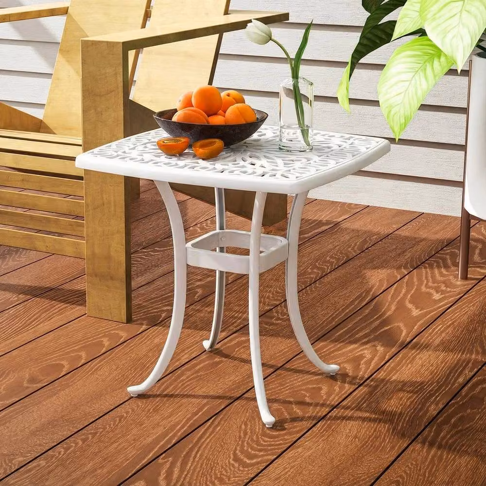 SPETLEK White Aluminium Outdoor Garden Side Table W/D/H: 54 x 54 x 52.5 cm – 4