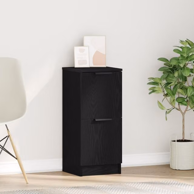 Berkfield Home Black Oak Sideboard in Black MDF, W/D/H: 30 x 30 x 70 cm – 1