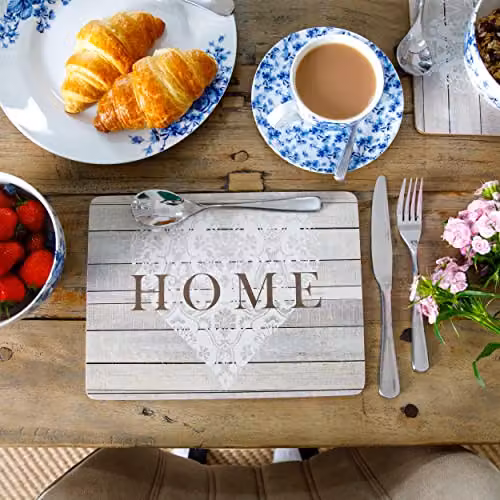 KitchenCraft Everyday Home Non-Slip Cork Placemats, Set of 4, Yellow or Brown, W: 29 cm, D: 21.5 cm – 3