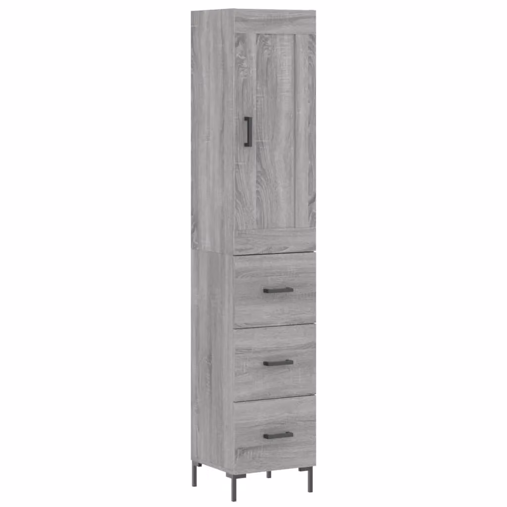 Berkfield Home Grey Sonoma Highboard in Engineered Wood, W/D/H: 34.5 x 34 x 180 cm – 2