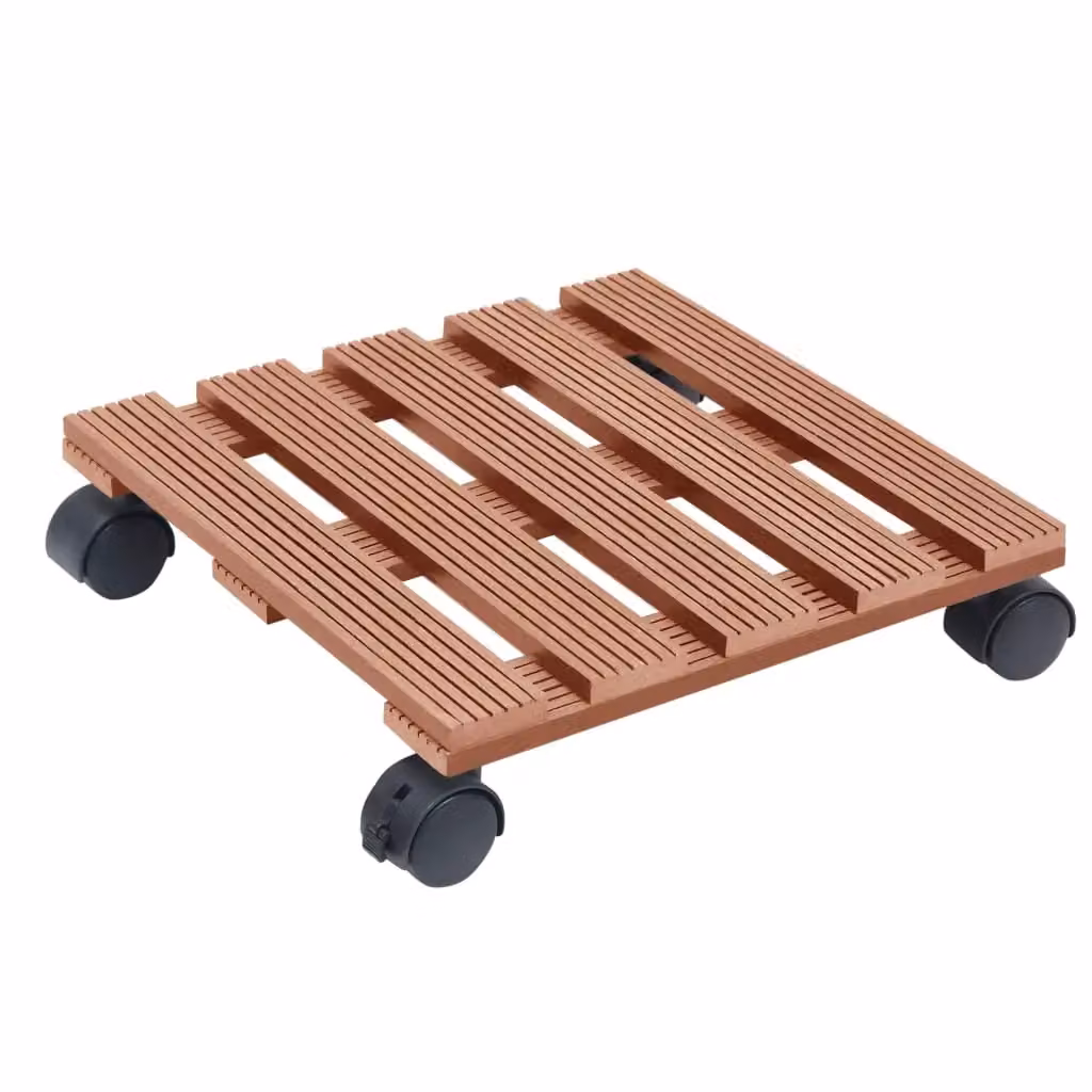 Berkfield Home WPC Plant Trolleys, 2 Pack, Brown, W/D/H: 30 x 30 x 7.5 cm – 2