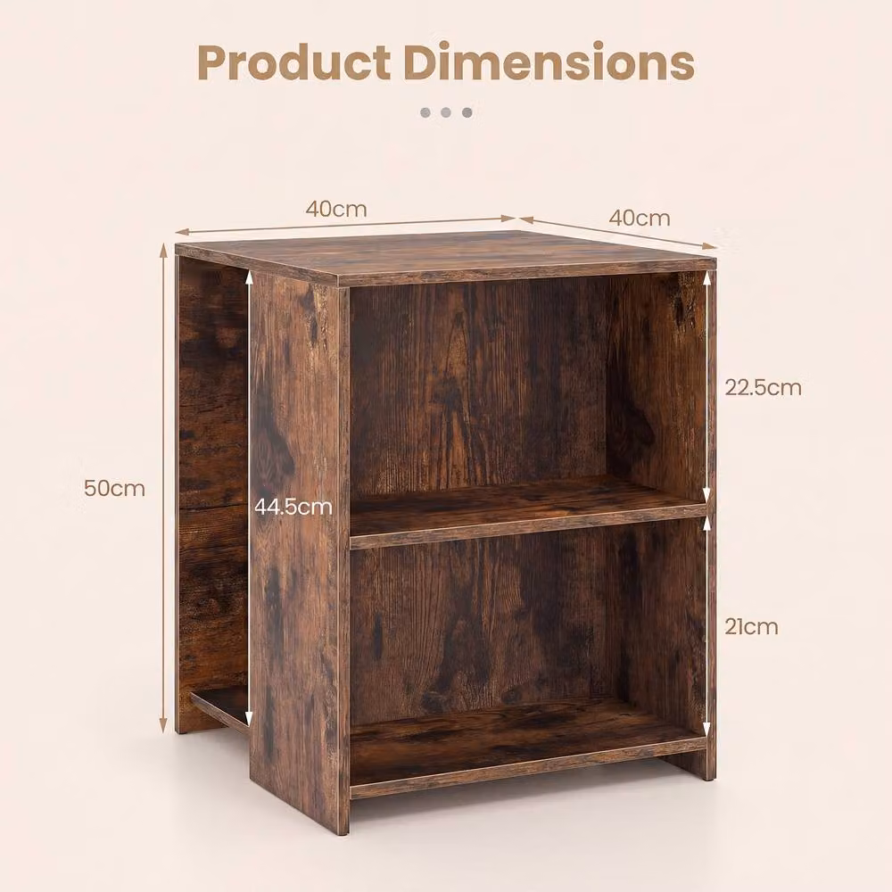 Gymax 3-Tier Square End Table with Open Storage Shelves in Brown – 2