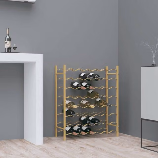 Berkfield Home Gold Metal Wall Mounted Wine Rack for 48 Bottles – 1