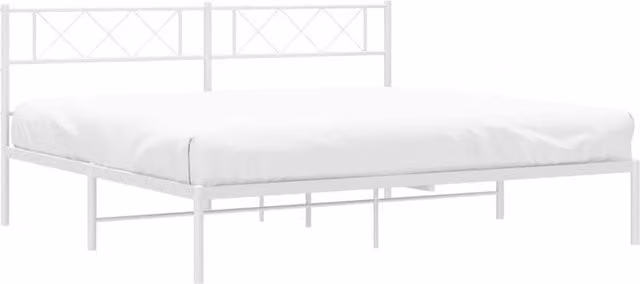 Berkfield Home Metal Bed Frame with Headboard in White, W/D/H: 160 x 200 x 90 cm – 1