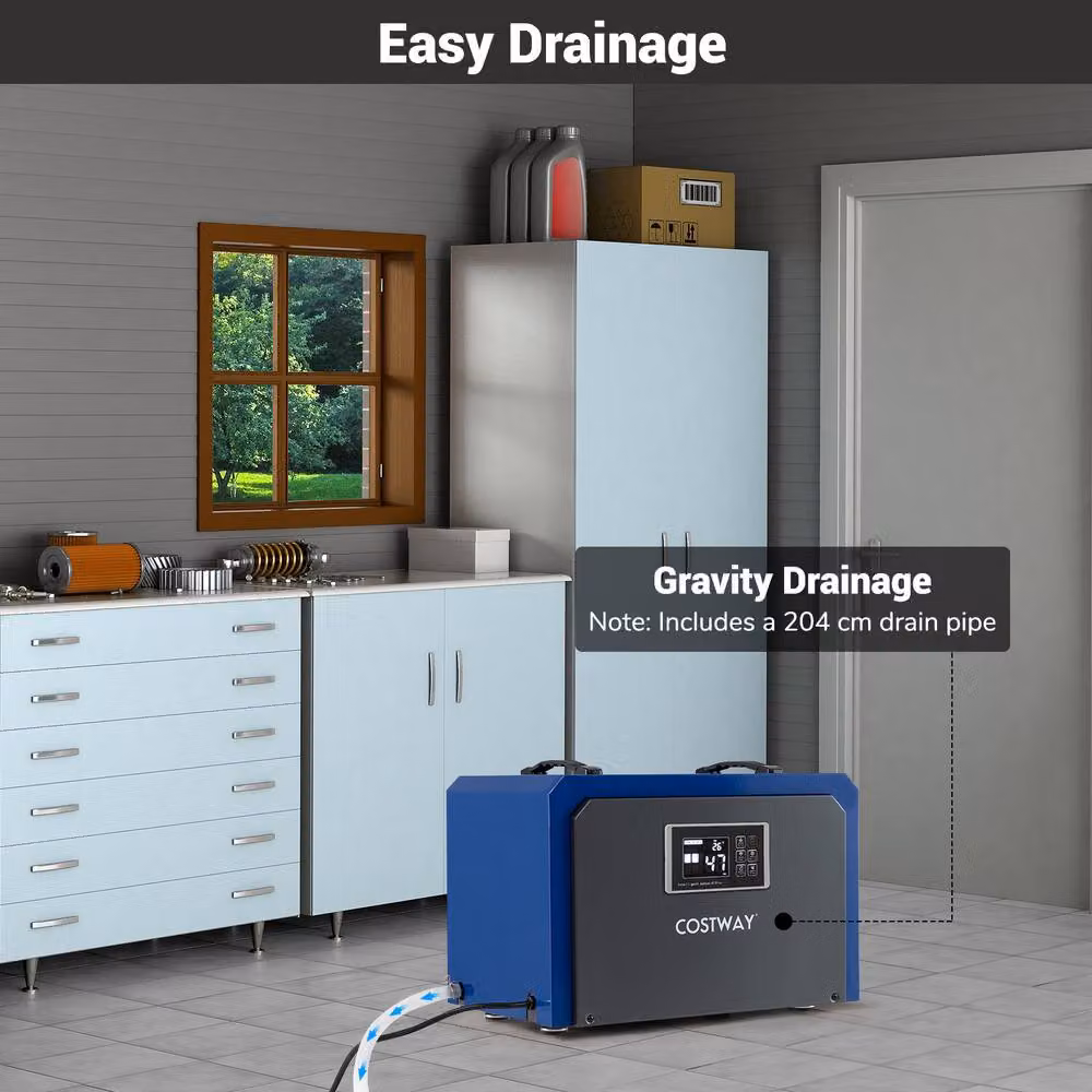 Costway 60L Commercial and Industrial Crawl Space Dehumidifier with 24H Timer, Blue – 8