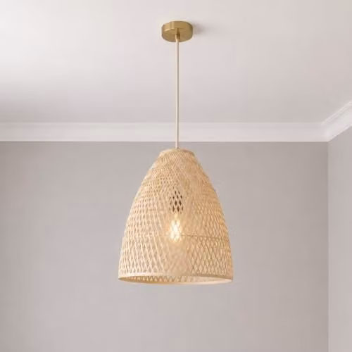 CGC Lighting Calista Bamboo Hand Made Easy Fit Cone Lampshade in Beige
