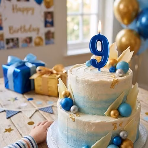 Shatchi Blue Number 9 Birthday Cake Topper Candle – 2
