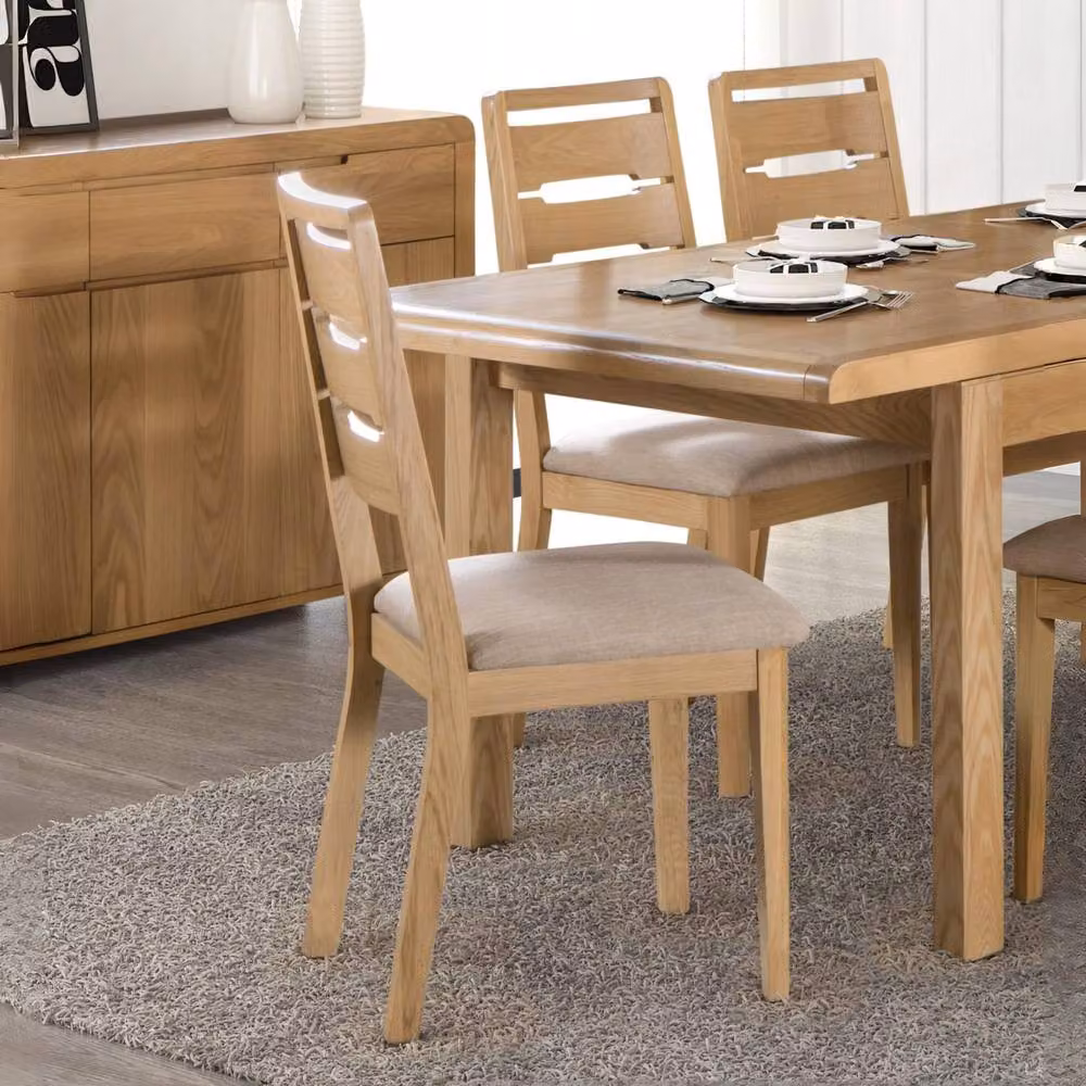 Cheshire Ardell Premium Dining Chairs, Set of 2, Light Oak and Beige Fabric – 2