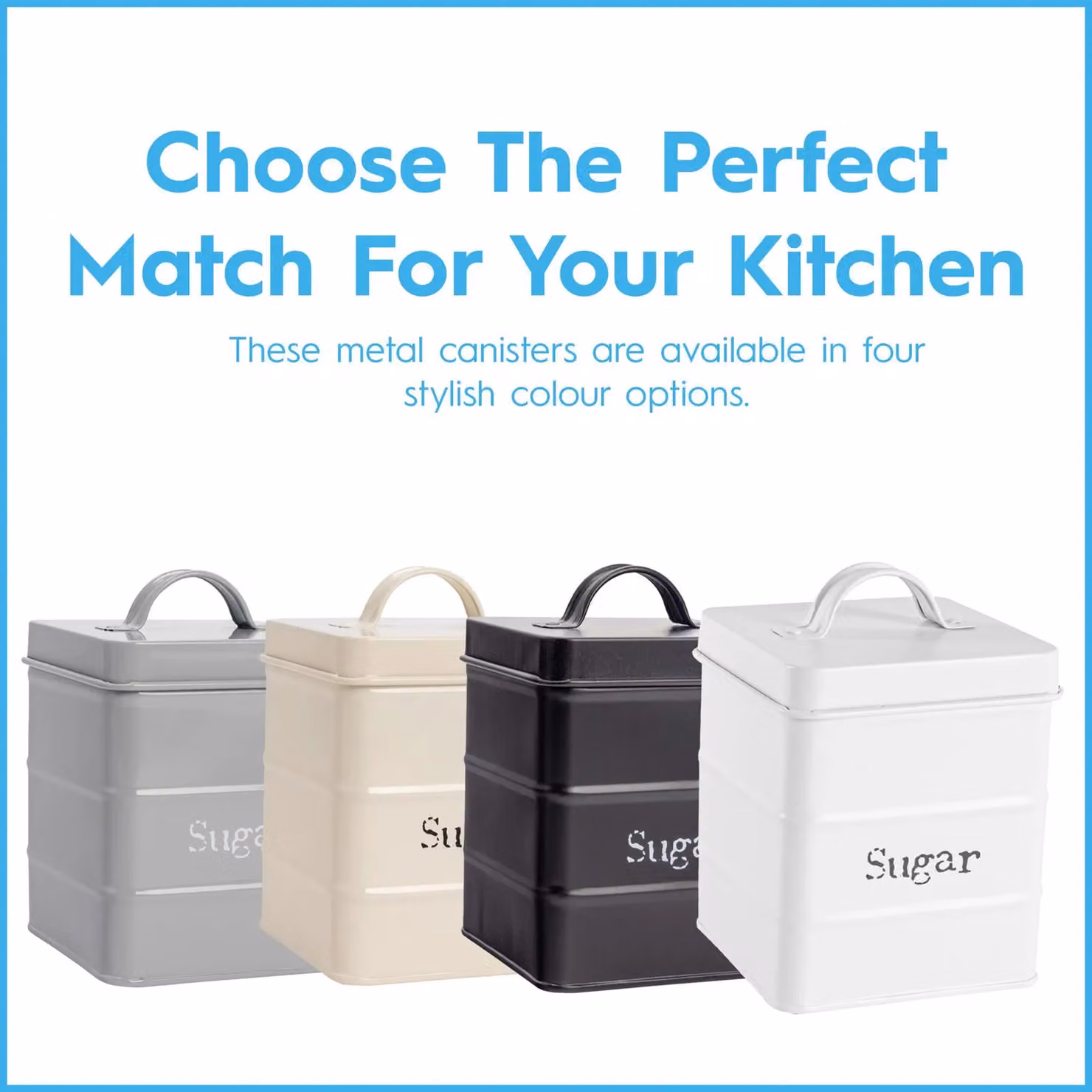 Harbour Housewares 4pc Metal Kitchen Canister Set in Black and Grey with Airtight Lids – 6