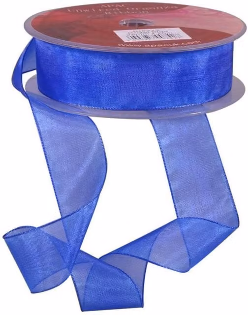 KDMD Blue Woven Edge Organza Ribbon, 25mm, 3 Pack
