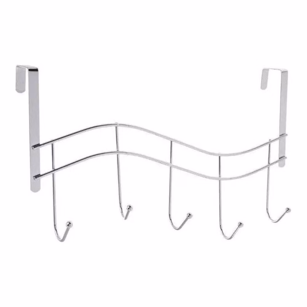 Nordara Chrome Over Door 5 Hook Coat and Towel Rack in Silver – 2