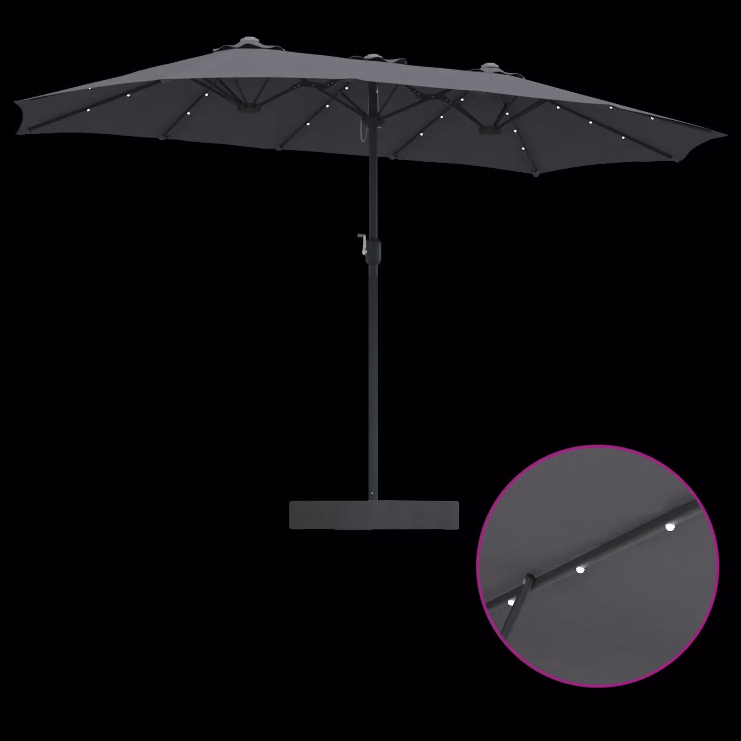 Berkfield Home Folding Garden Parasol in Anthracite, W/D/H: 385 x 209 x 244 cm – 5